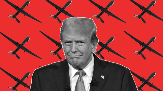 Trump surrounded by drones