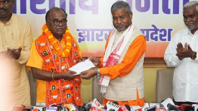 Former JMM MLA Lobin Hembrom joined the BJP on Saturday. (Photo: BJP Jharkhand/ X)