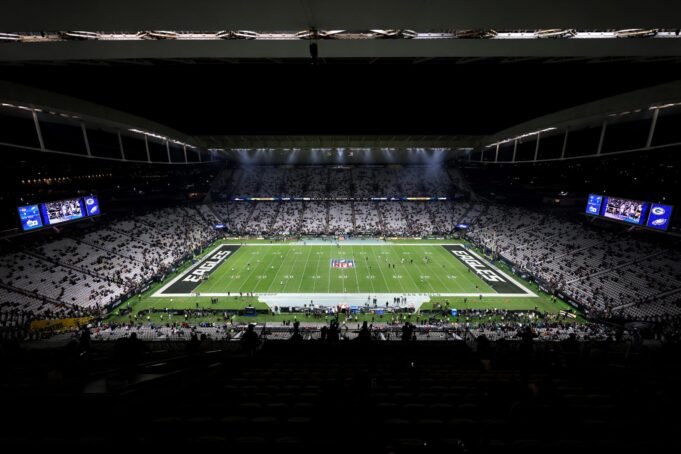 SAO PAULO, BRAZIL - SEPTEMBER 06: A general view prior to a game between the Green Bay Packers and the Philadelphia Eagles at Arena Corinthians on September 06, 2024 in Sao Paulo, Brazil.